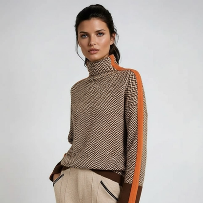 Sophia | Striped Contrast Turtleneck