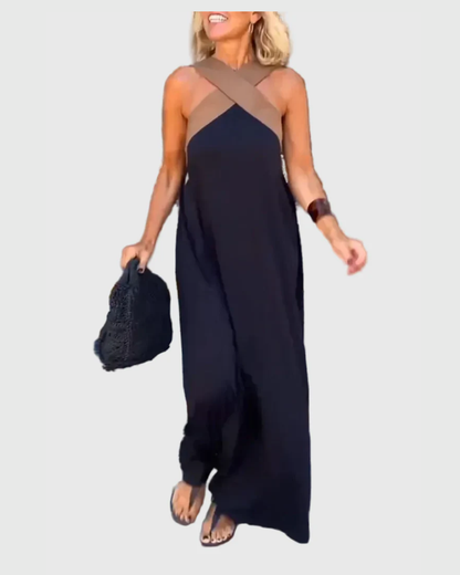 Celeste | Crossover Halter Maxi Dress
