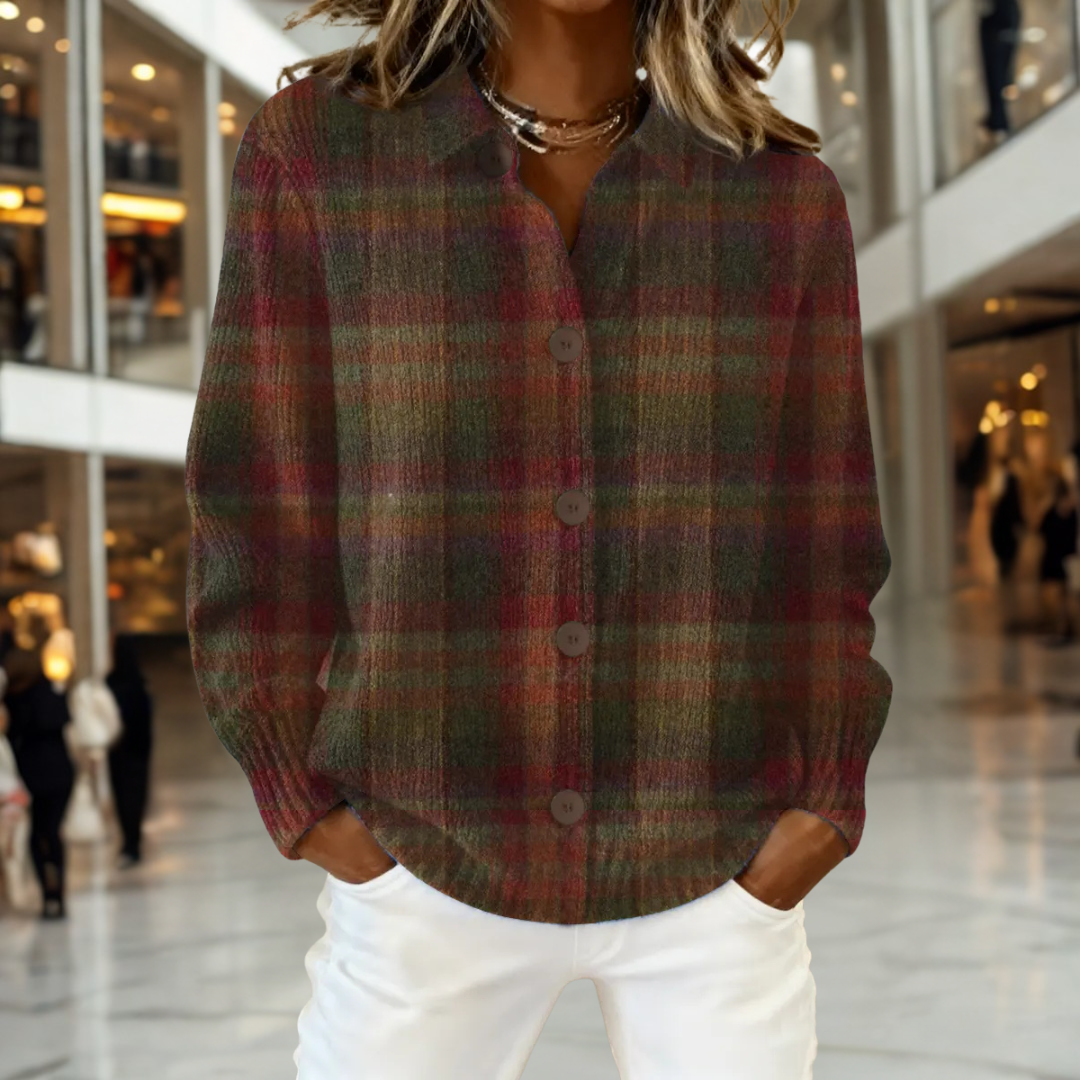 Sophia | Rustic Plaid Open-Front Cardigan