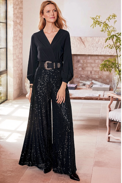 Evangeline | Sequined Wide-Leg Jumpsuit