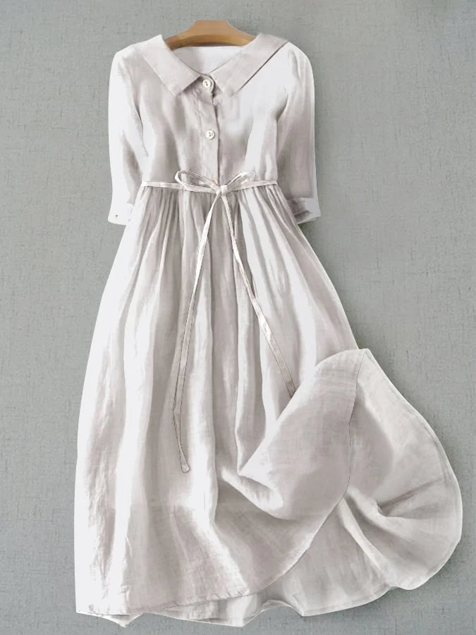 Serena | Lace-Up Cotton Linen Dress