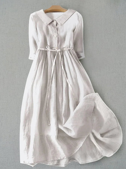 Serena | Lace-Up Cotton Linen Dress