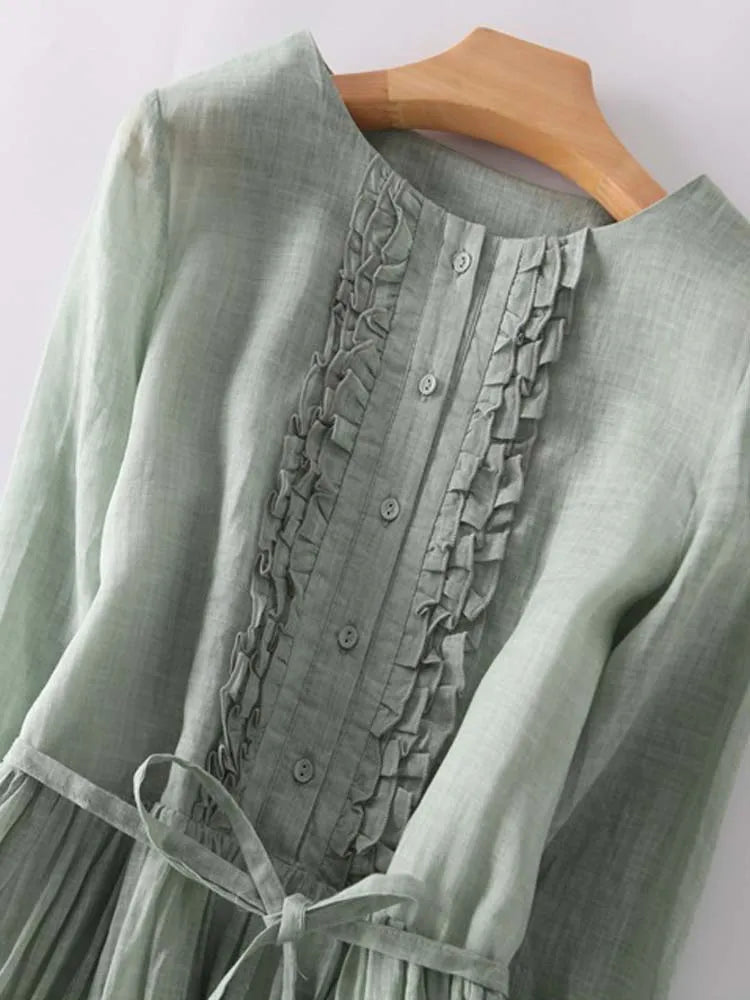 Evelyn | Ruffle-Trimmed Vintage Dress