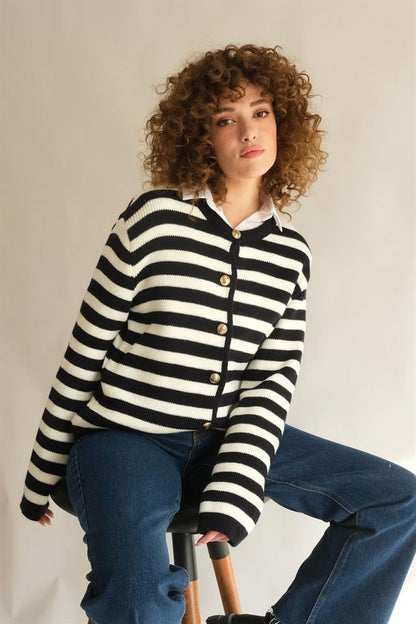 Yara | Parisian Stripe Cardigan