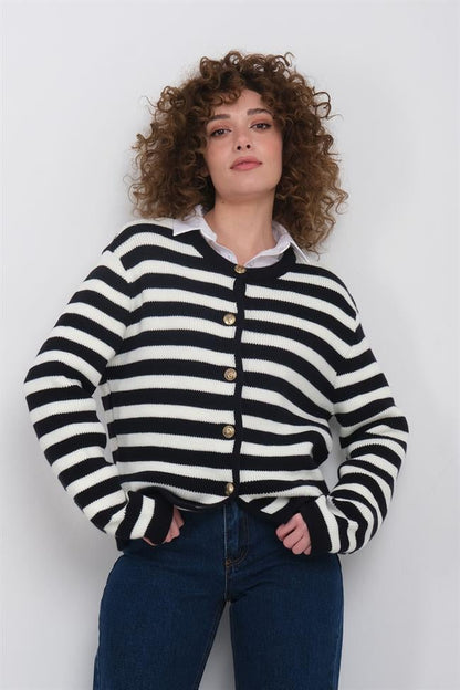 Yara | Parisian Stripe Cardigan