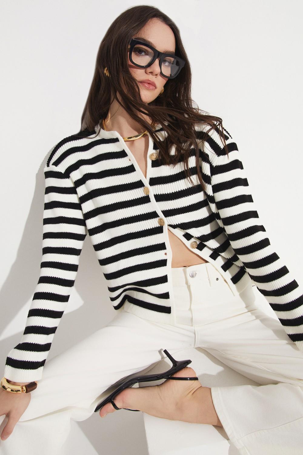 Yara | Parisian Stripe Cardigan
