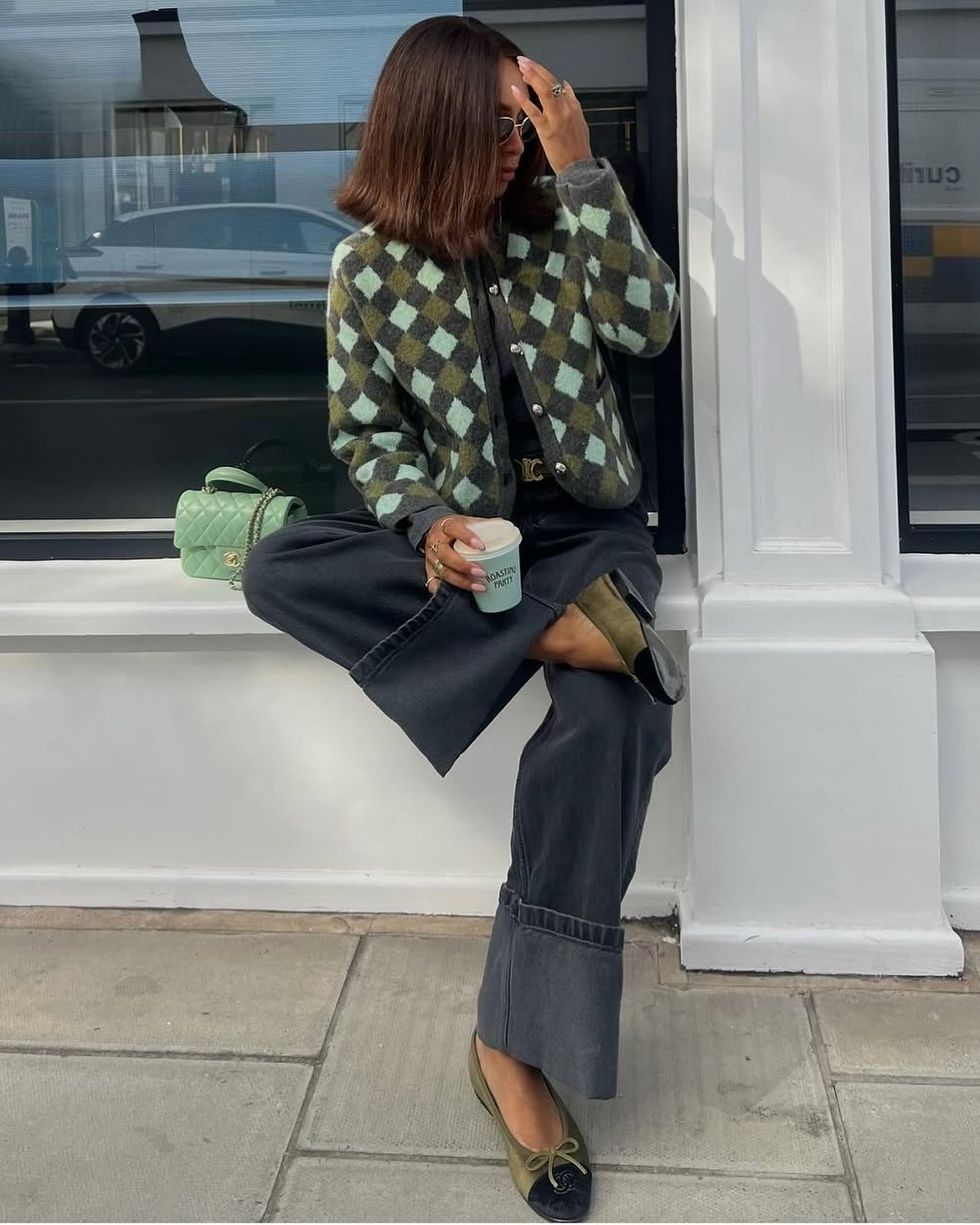 Zeni | Check Knit Cardigan