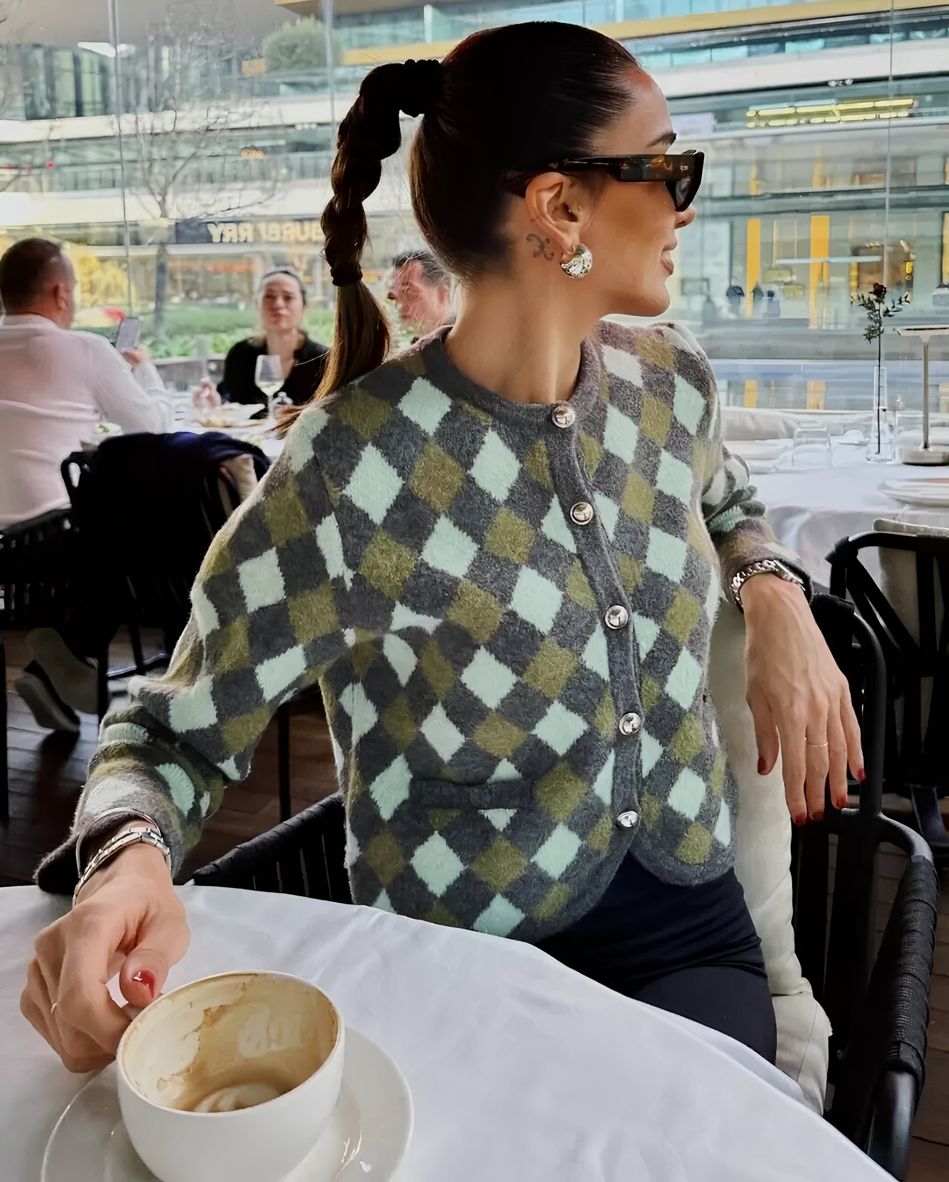 Zeni | Check Knit Cardigan