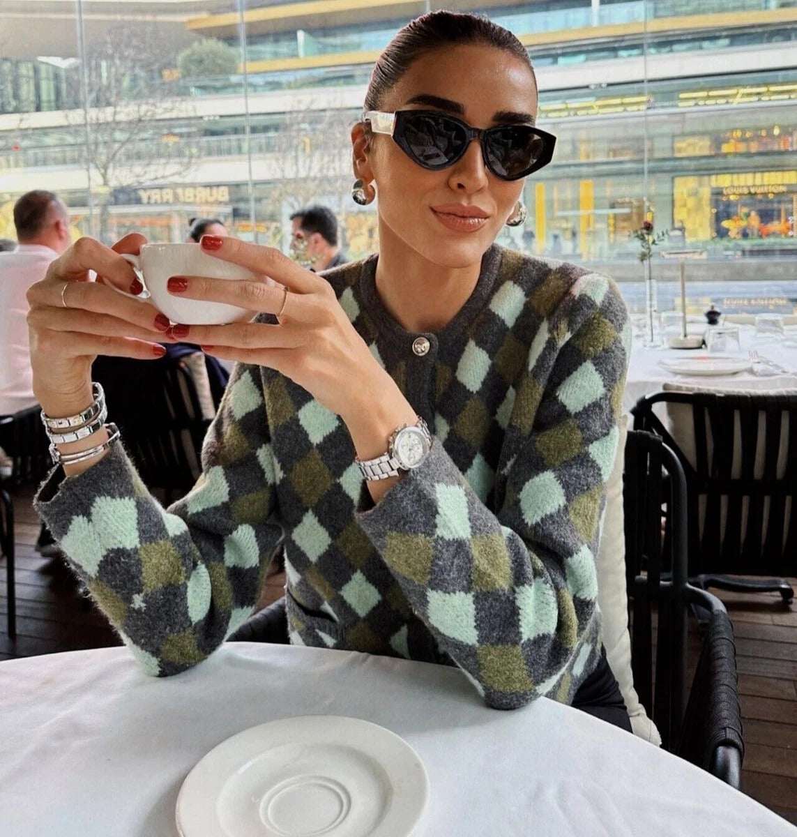 Zeni | Check Knit Cardigan