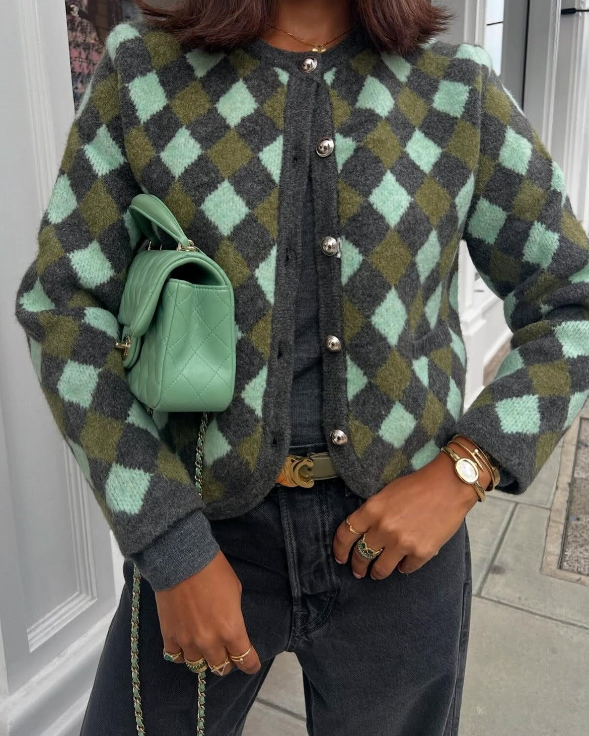 Zeni | Check Knit Cardigan