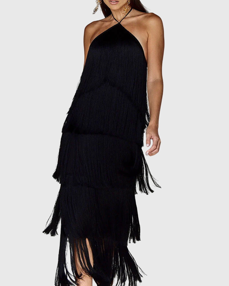 Serena | Fringed Halter Dress