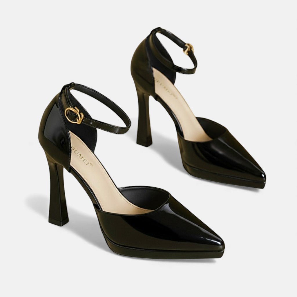 Gabrielle | Pointed Leather Ankle-Strap Pumps