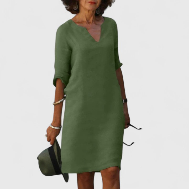 Bianca | Ribbed V-Neck Midi Dress