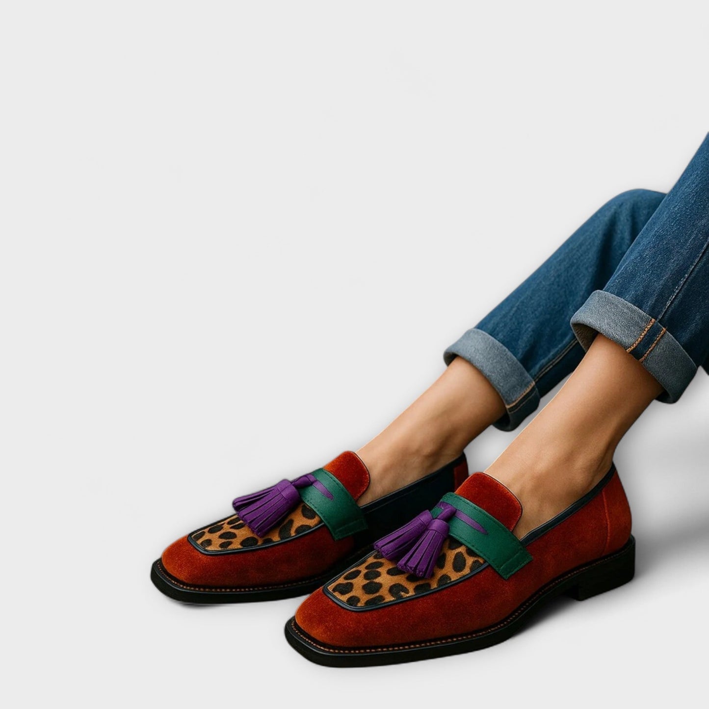 Emilia | Multicolor Squared-Toe Loafers
