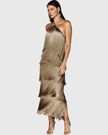 Delphine | Fringed Halter Dress