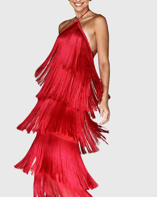 Delphine | Fringed Halter Dress