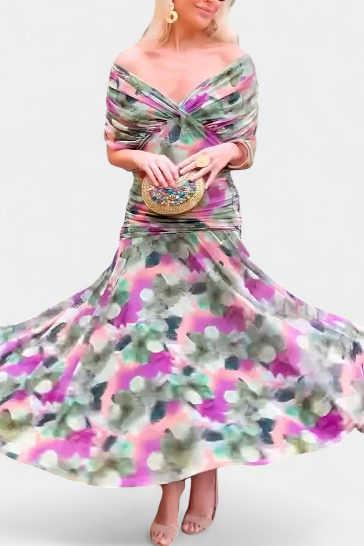 Gabrielle | Pleated Floral Maxi Dress