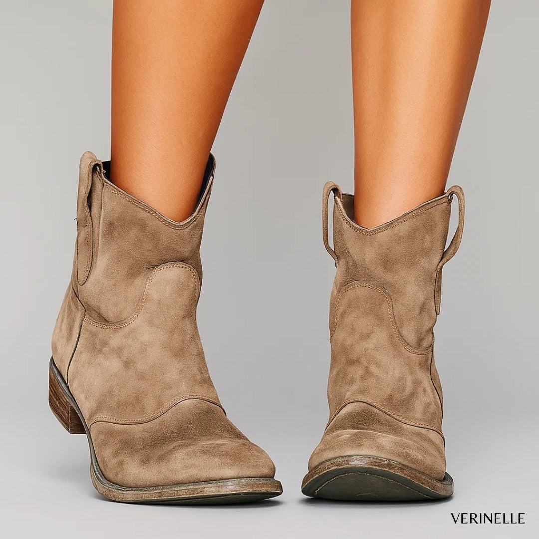 Zara | Suede Western Ankle Boots