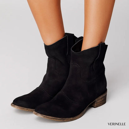 Zara | Suede Western Ankle Boots