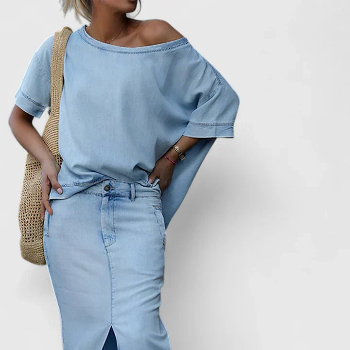 Seraphina | Asymmetric Off-Shoulder Maxi Set